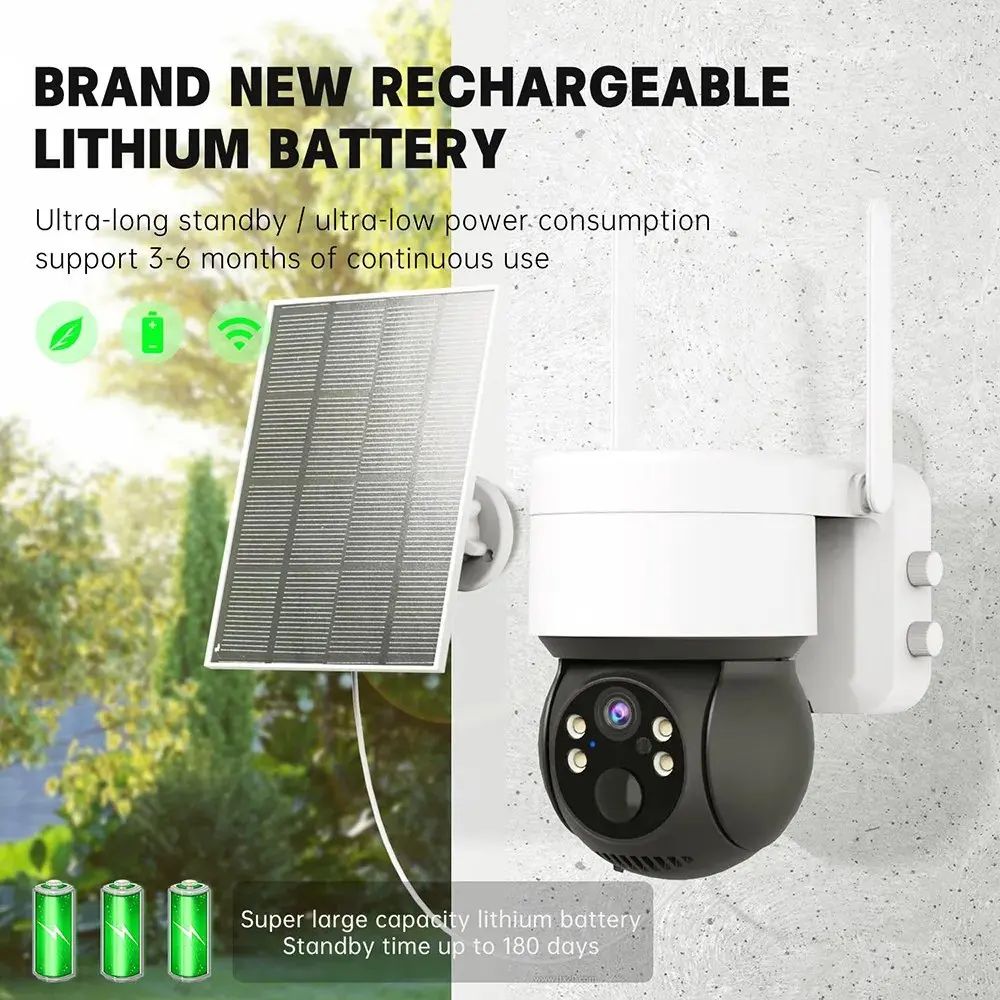 3MP 4G Sim Card Solar Powered PTZ Outdoor PIR Wireless Camera