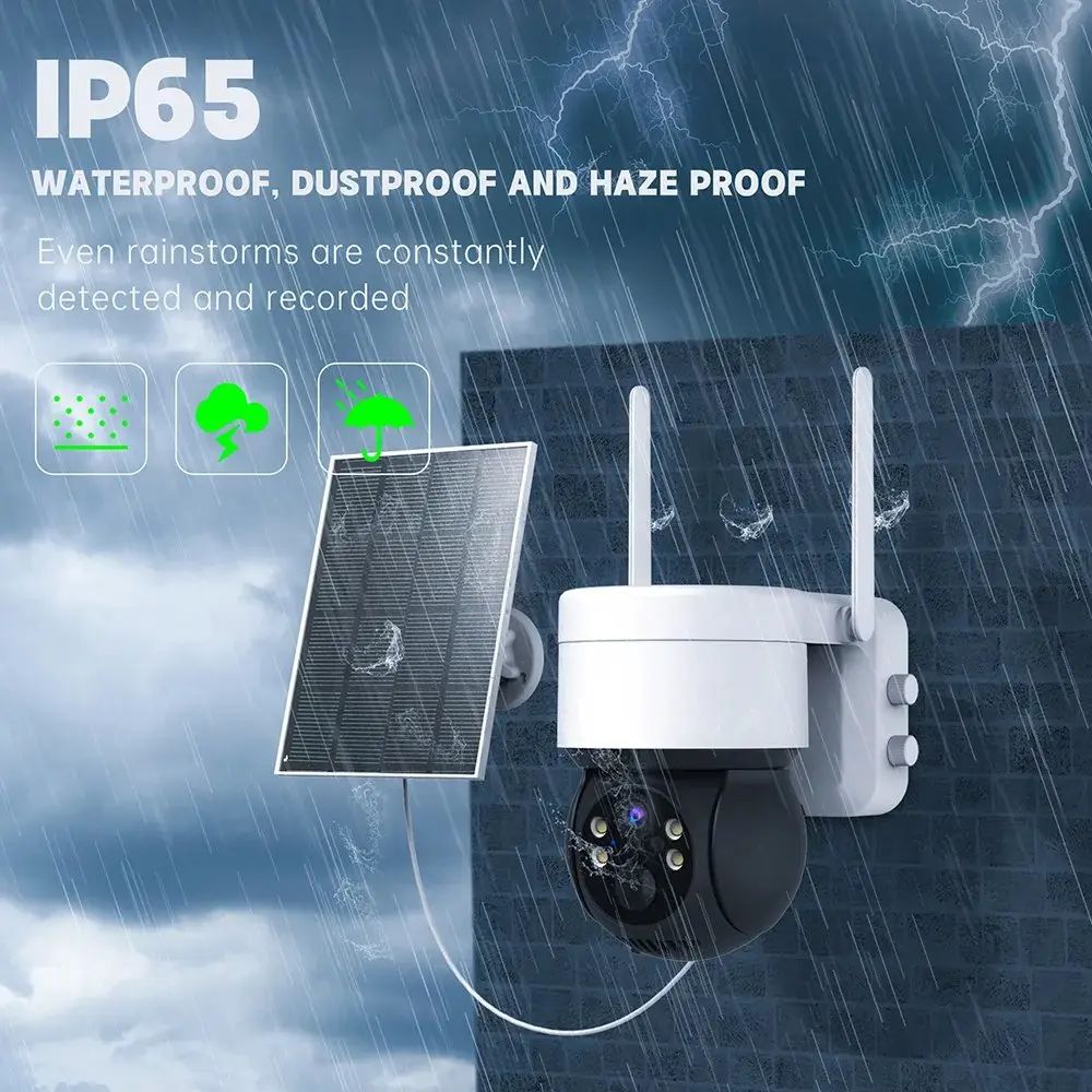 3MP 4G Sim Card Solar Powered PTZ Outdoor PIR Wireless Camera