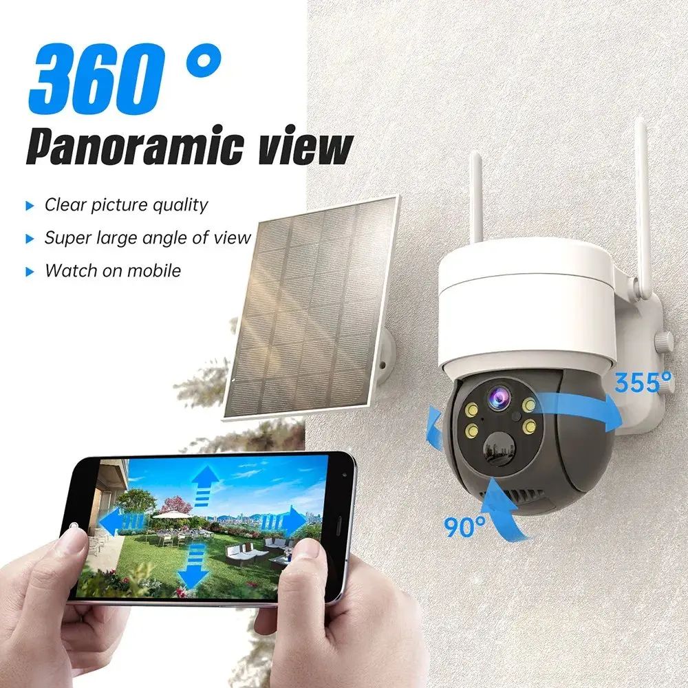 3MP 4G Sim Card Solar Powered PTZ Outdoor PIR Wireless Camera